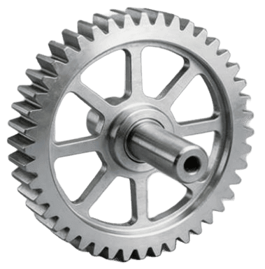 Precision CNC machined aluminum spur gear with lightweight spoke design.