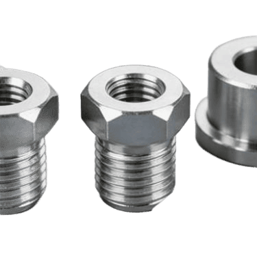 Custom CNC turned aluminum threaded bolts and hex head fasteners.