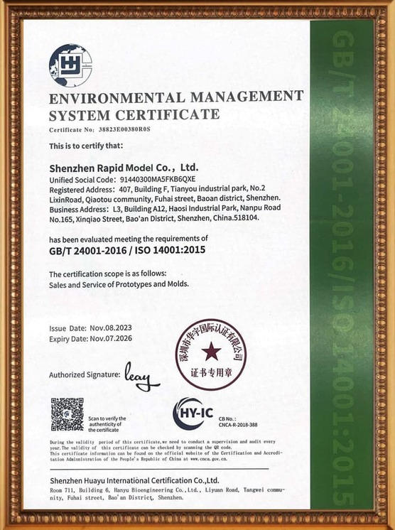 ISO 14001:2015 for rapid model